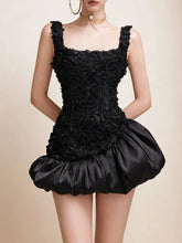 3D Flower Puff Hem Mini Dress