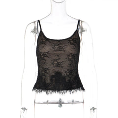 Black Lace Trim Cami Top
