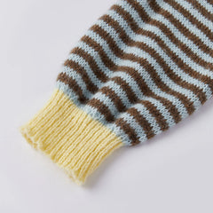 Striped Round Neck Mohair Sweater