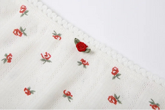 White Ribbed Rose Print Crop Corset And Midi Skirt Set