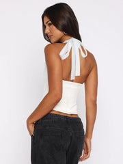 Halter Deep Neck Cut Corset Top