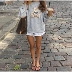 Bear And Puppy Print Knit Pullover