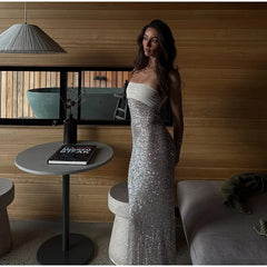 Strapless Sequin Maxi Dress
