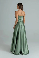 Satin Strapless Drape Maxi Gown