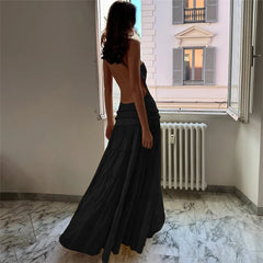 Open Back Ruffled Maxi Dress