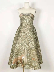 Flower Embroidered Strappy Flare Midi Dress