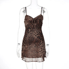 Leopard Print Chiffon Mini Dress