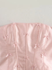 Pink Heart Bow Tube Corset Top and Mini Skirt Set