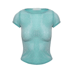 Glitter Ruched Short Sleeve T Shirt
