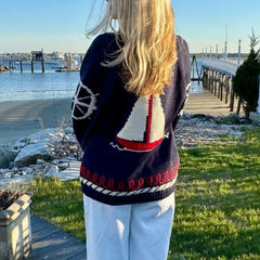 Shawl Collar Back Printed Cardigan