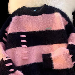 Striped Fuzzy Knit Sweater