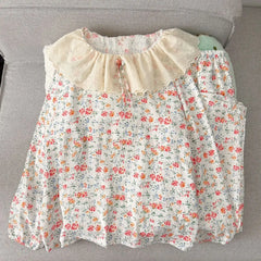 Frill Collar Long-Sleeve Pajama Set