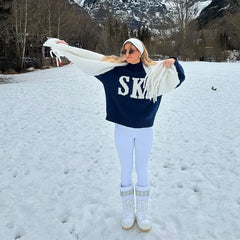 Ski Letter Printed Sweater