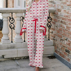 Bow/Heart Print Loungewear Pajamas Set