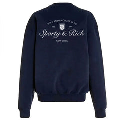 Navy Sporty & Rich Letters Printed Sweatshirt