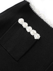 Colorblock Round Neck Sleeveless Top And High Waist Mini Skirt Set