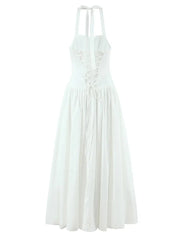 Halter Neck Puff Maxi Dress