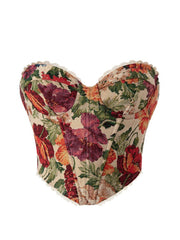 Floral-patterned strapless top