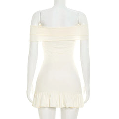 White Off-Shoulder Tie-Up Mini Dress