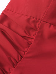 Strapless Solid Flare Red Midi Dress