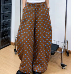 Polka Dots Print High Waist Wide Leg Barrel Jeans