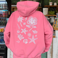 Back Embroidered Flower Printed Hoodie