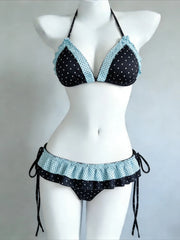 Triangle Bikini With Ruffle Cover Up Skirt Two Piece Set