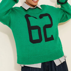 Number Embroidery Knit Sweater
