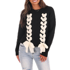Lace Up Braided Sweater
