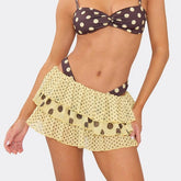 Yellow Mini Layered Dot Print Skirt