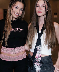 Black Lace Patchwork Zipper Sweatshirt And Track Pants Set