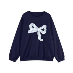 Blue Bow Printed Sweatshirt