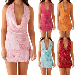 Open Back Cutout Sequins Mini Dress