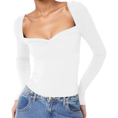 Sweatheart Neck Long Sleeve Top