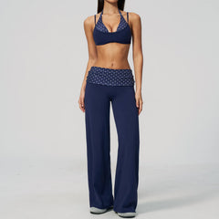 Printed Patchwork Crop Top And Leggings Set
