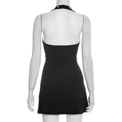 Neck-Mounted Hook Eyelet Mini Dress