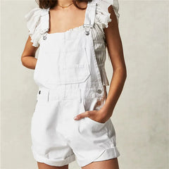Denim Adjustable Strap Shorts Overalls