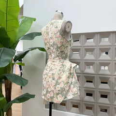 Jacquard Floral Print O-neck Sleeveless Irregular Weave A-line Mini Dress