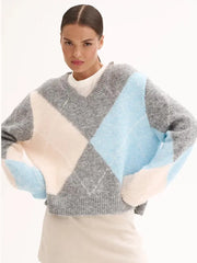 Geometric Argyle Sweater