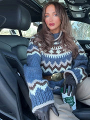 Turtleneck Jacquard Print Sweater