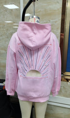 Pink Sunrise Embroidered Hoodie