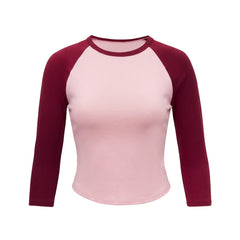 Raglan 3/4 Sleeve Color Block T‑Shirt