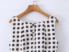 Gingham Mini Button Sleeveless Dress