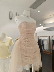 Strapless Draped Mesh Mini Dress