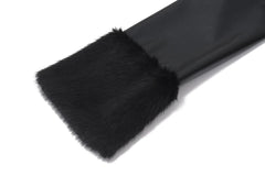 Black PU Fur Collar Short Jacket