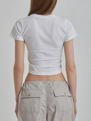 White Short Sleeve Silver Bow Tee