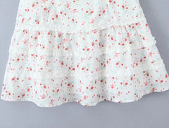 White Floral Print Frill Strap Mini Dress