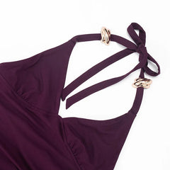 V-neck Halter Tie Up Side Cut Out Maxi Dress