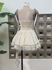Polka Dot Tiered Ruffle Hem Mini Dress