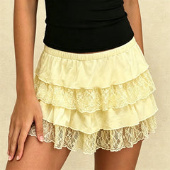 Lace Tiered Mini Skirt
